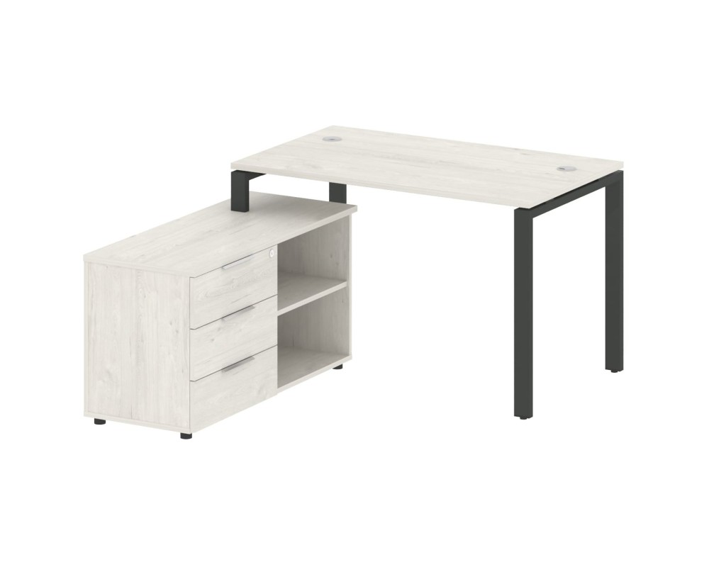 U-shaped metal frame workstation with supporting pedestal left 130x152x75 Metal System