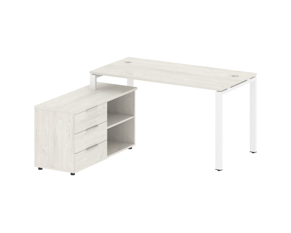 U-shaped workstation with left-hand support pedestal, 150x152x75mm, Metal System