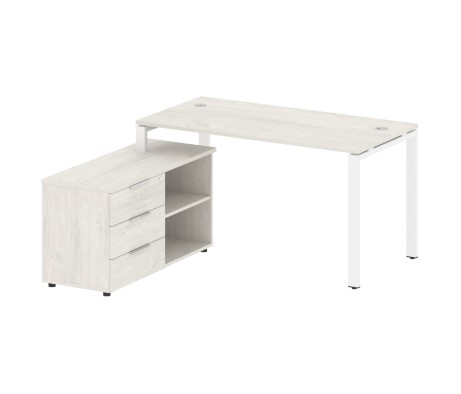 U-shaped workstation with left-hand support pedestal, 150x152x75mm, Metal System