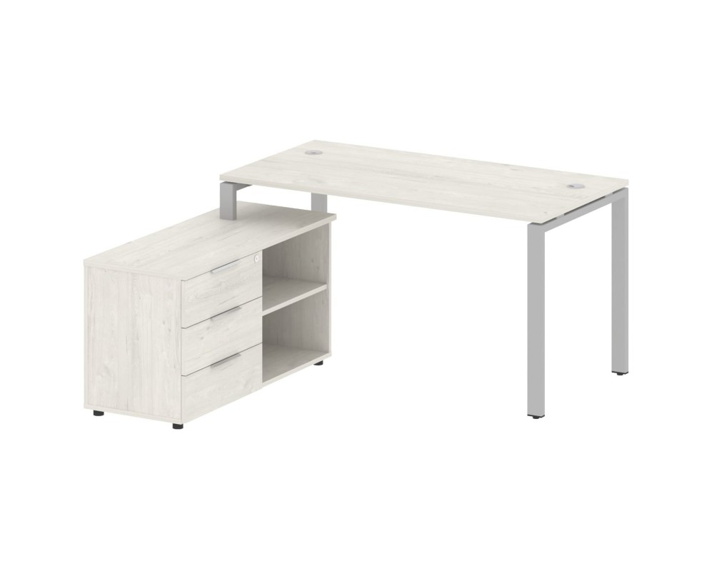 U-shaped workstation with left-hand support pedestal, 150x152x75mm, Metal System