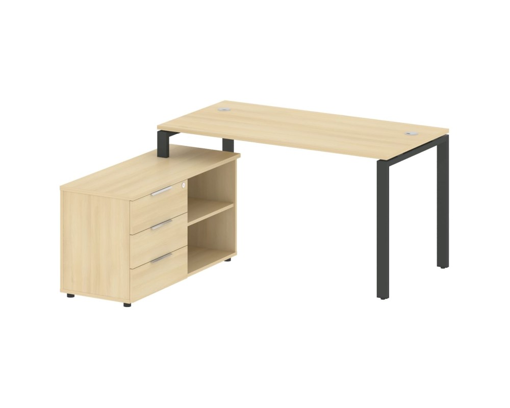 U-shaped workstation with left-hand support pedestal, 150x152x75mm, Metal System