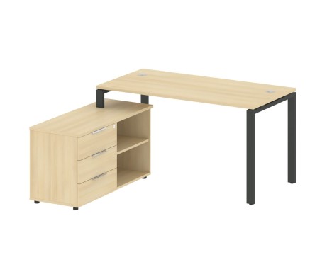 U-shaped workstation with left-hand support pedestal, 150x152x75mm, Metal System