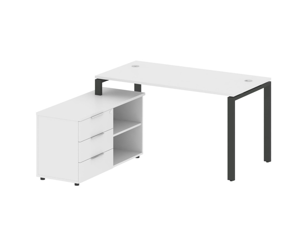 U-shaped workstation with left-hand support pedestal, 150x152x75mm, Metal System