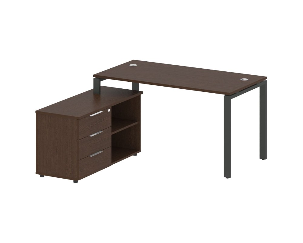 U-shaped workstation with left-hand support pedestal, 150x152x75mm, Metal System
