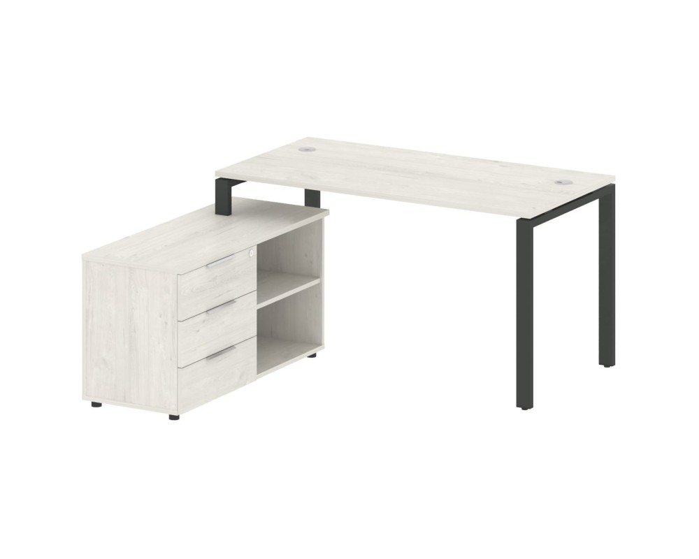 U-shaped workstation with left-hand support pedestal, 150x152x75mm, Metal System