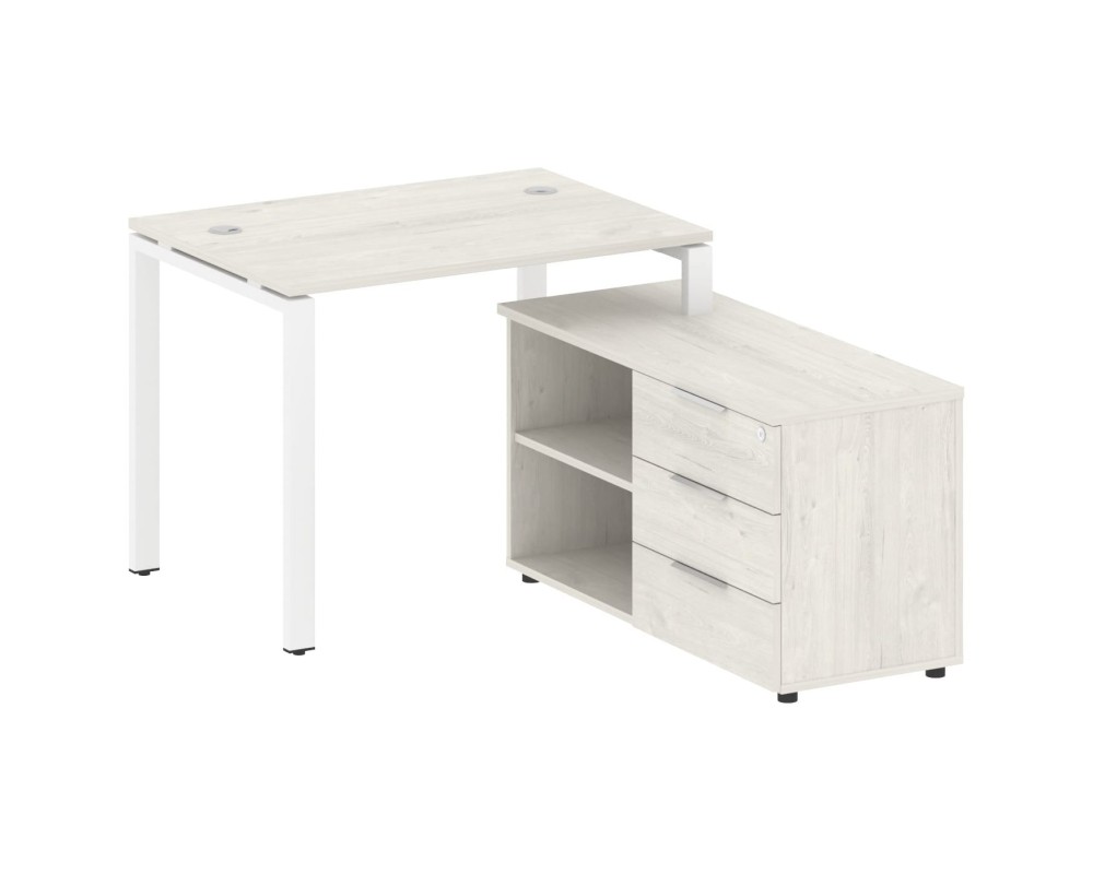 U-shaped metal frame workstation with supporting pedestal right 110x152x75 Metal System