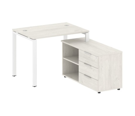 U-shaped metal frame workstation with supporting pedestal right 110x152x75 Metal System