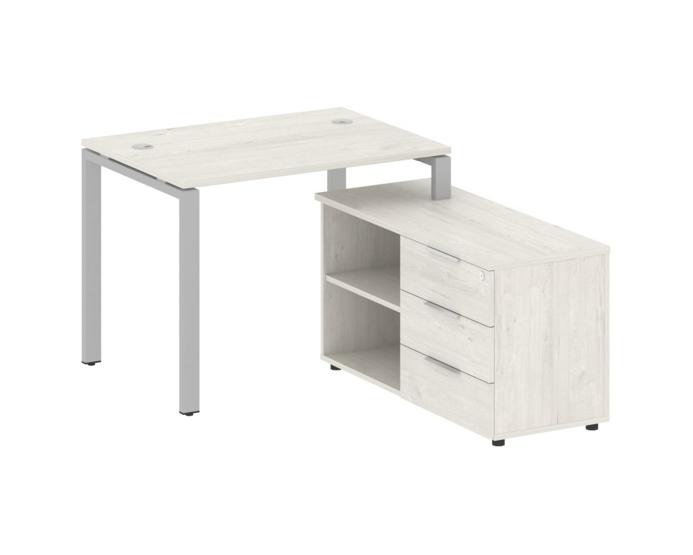 U-shaped metal frame workstation with supporting pedestal right 110x152x75 Metal System