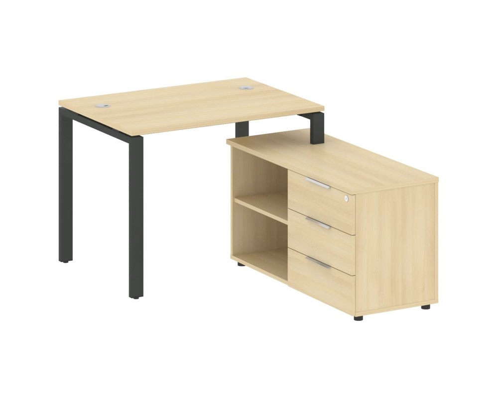 U-shaped metal frame workstation with supporting pedestal right 110x152x75 Metal System