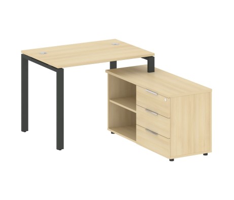 U-shaped metal frame workstation with supporting pedestal right 110x152x75 Metal System