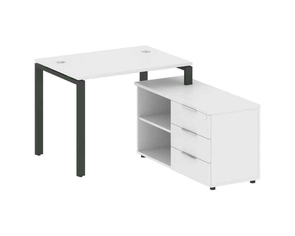 U-shaped metal frame workstation with supporting pedestal right 110x152x75 Metal System