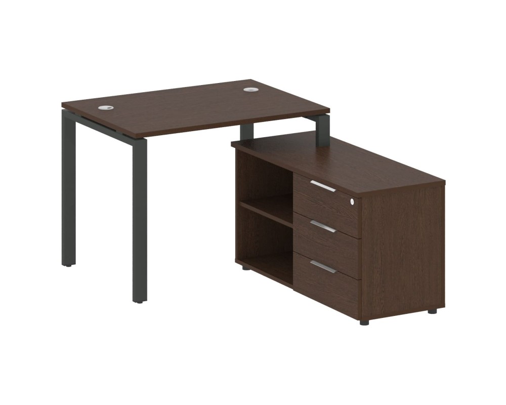 U-shaped metal frame workstation with supporting pedestal right 110x152x75 Metal System