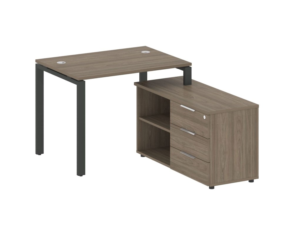 U-shaped metal frame workstation with supporting pedestal right 110x152x75 Metal System