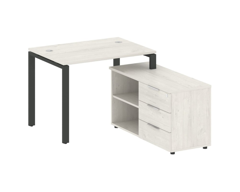 U-shaped metal frame workstation with supporting pedestal right 110x152x75 Metal System