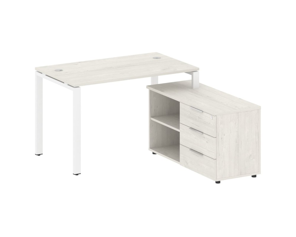 U-shaped metal frame workstation with Right-hand support pedestal, 130x152x75mm, Metal System