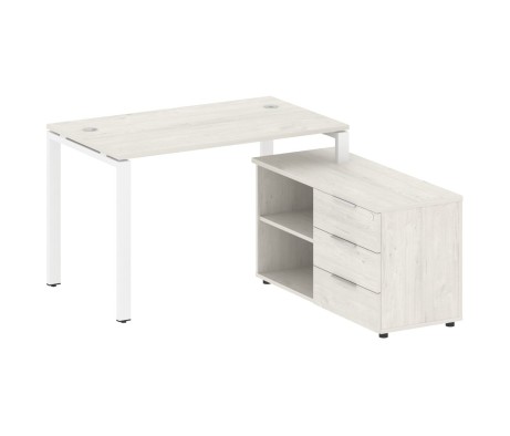 U-shaped metal frame workstation with Right-hand support pedestal, 130x152x75mm, Metal System