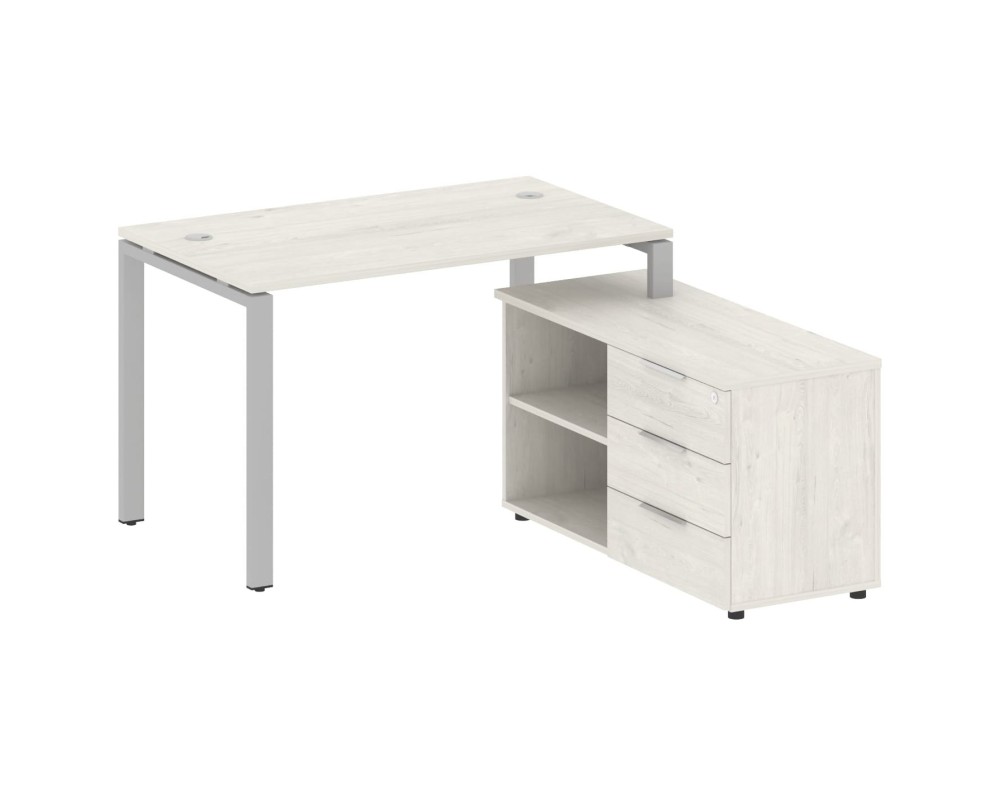 U-shaped metal frame workstation with Right-hand support pedestal, 130x152x75mm, Metal System