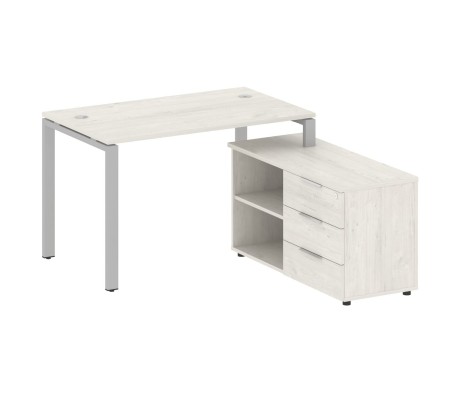 U-shaped metal frame workstation with Right-hand support pedestal, 130x152x75mm, Metal System