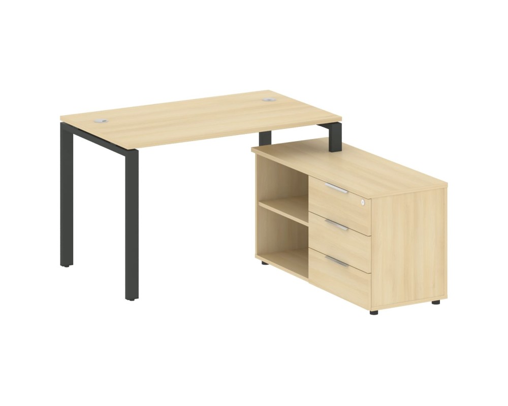 U-shaped metal frame workstation with Right-hand support pedestal, 130x152x75mm, Metal System
