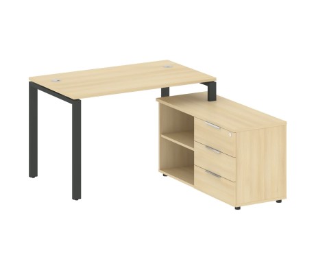 U-shaped metal frame workstation with Right-hand support pedestal, 130x152x75mm, Metal System