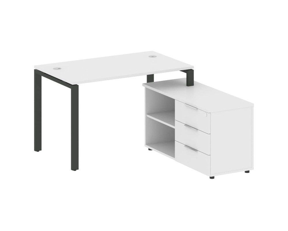 U-shaped metal frame workstation with Right-hand support pedestal, 130x152x75mm, Metal System