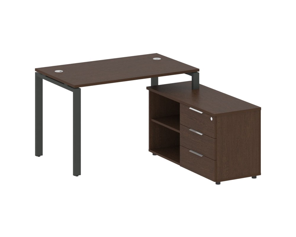 U-shaped metal frame workstation with Right-hand support pedestal, 130x152x75mm, Metal System