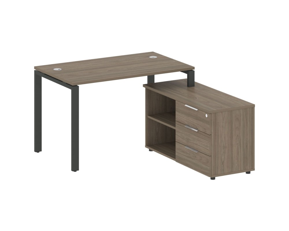 U-shaped metal frame workstation with Right-hand support pedestal, 130x152x75mm, Metal System