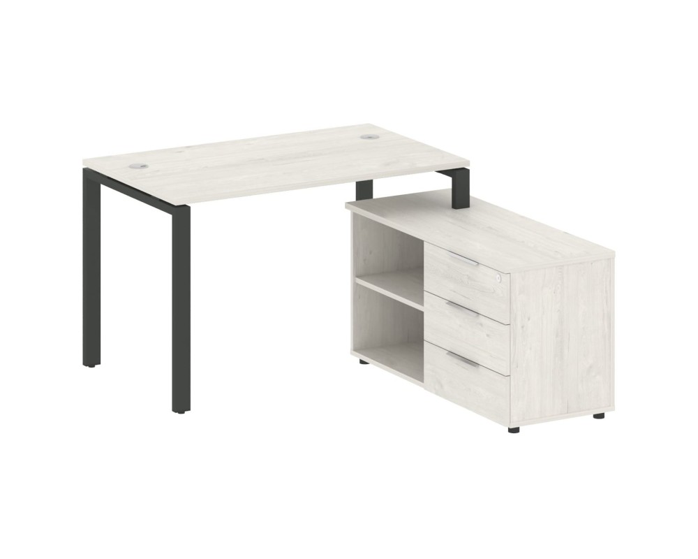 U-shaped metal frame workstation with Right-hand support pedestal, 130x152x75mm, Metal System