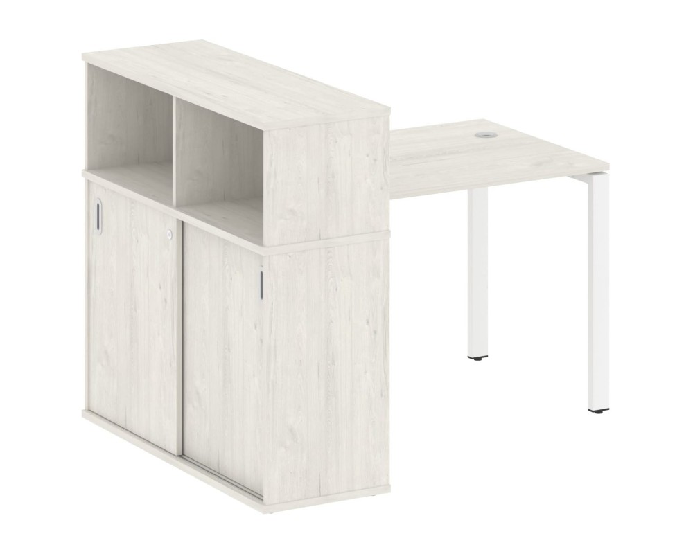 Desk on a U-shaped metal frame with a supporting wardrobe, 141x112x109.8, Metal System