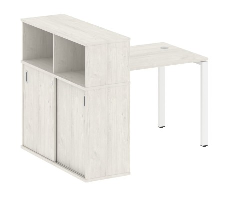 Desk on a U-shaped metal frame with a supporting wardrobe, 141x112x109.8, Metal System