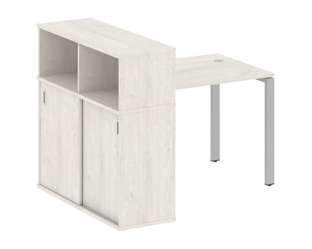 Desk on a U-shaped metal frame with a supporting wardrobe, 141x112x109.8, Metal System