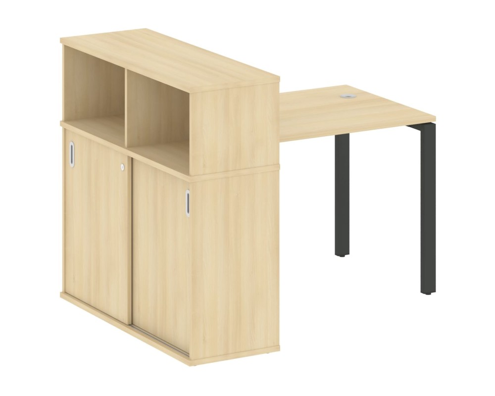 Desk on a U-shaped metal frame with a supporting wardrobe, 141x112x109.8, Metal System