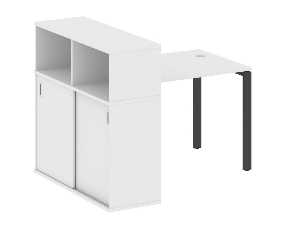 Desk on a U-shaped metal frame with a supporting wardrobe, 141x112x109.8, Metal System