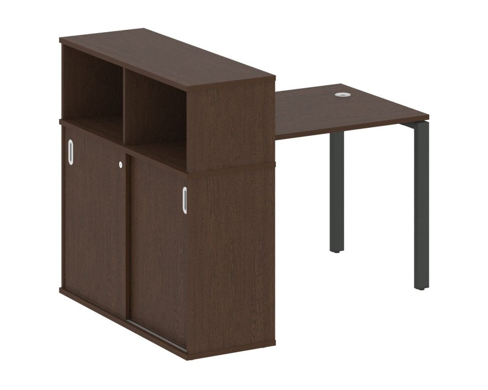 Desk on a U-shaped metal frame with a supporting wardrobe, 141x112x109.8, Metal System