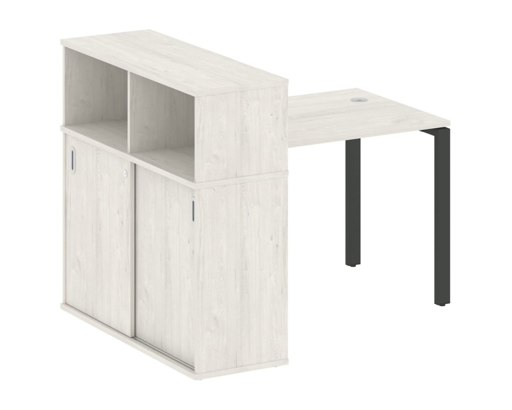 Desk on a U-shaped metal frame with a supporting wardrobe, 141x112x109.8, Metal System