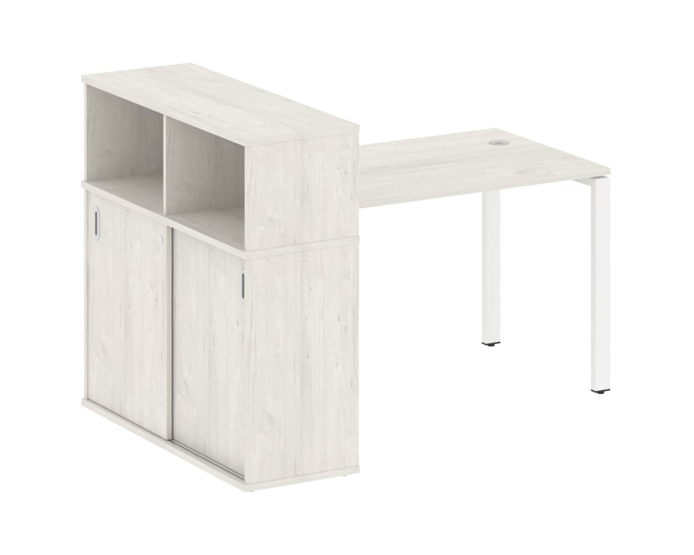 Desk on a U-shaped metal frame with a supporting wardrobe, 161x112x109.8, Metal System