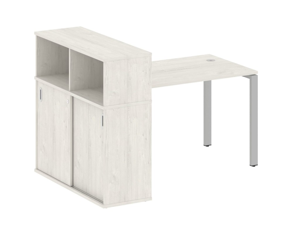 Desk on a U-shaped metal frame with a supporting wardrobe, 161x112x109.8, Metal System