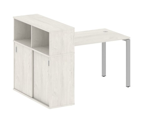 Desk on a U-shaped metal frame with a supporting wardrobe, 161x112x109.8, Metal System