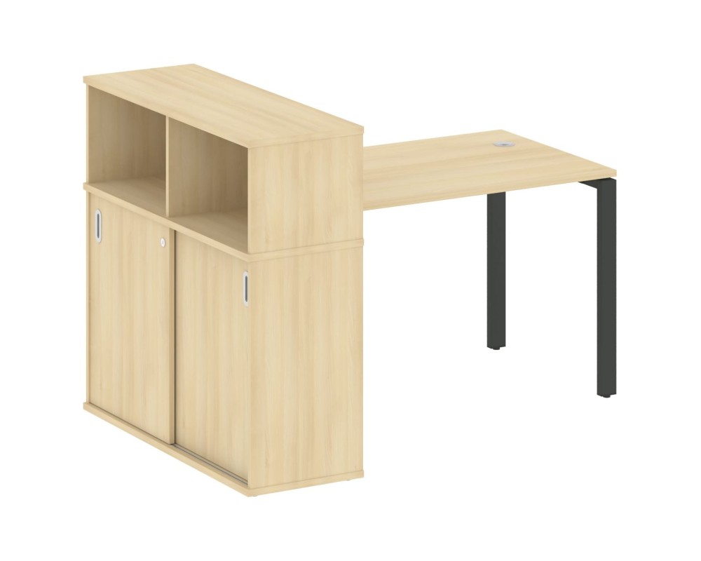 Desk on a U-shaped metal frame with a supporting wardrobe, 161x112x109.8, Metal System