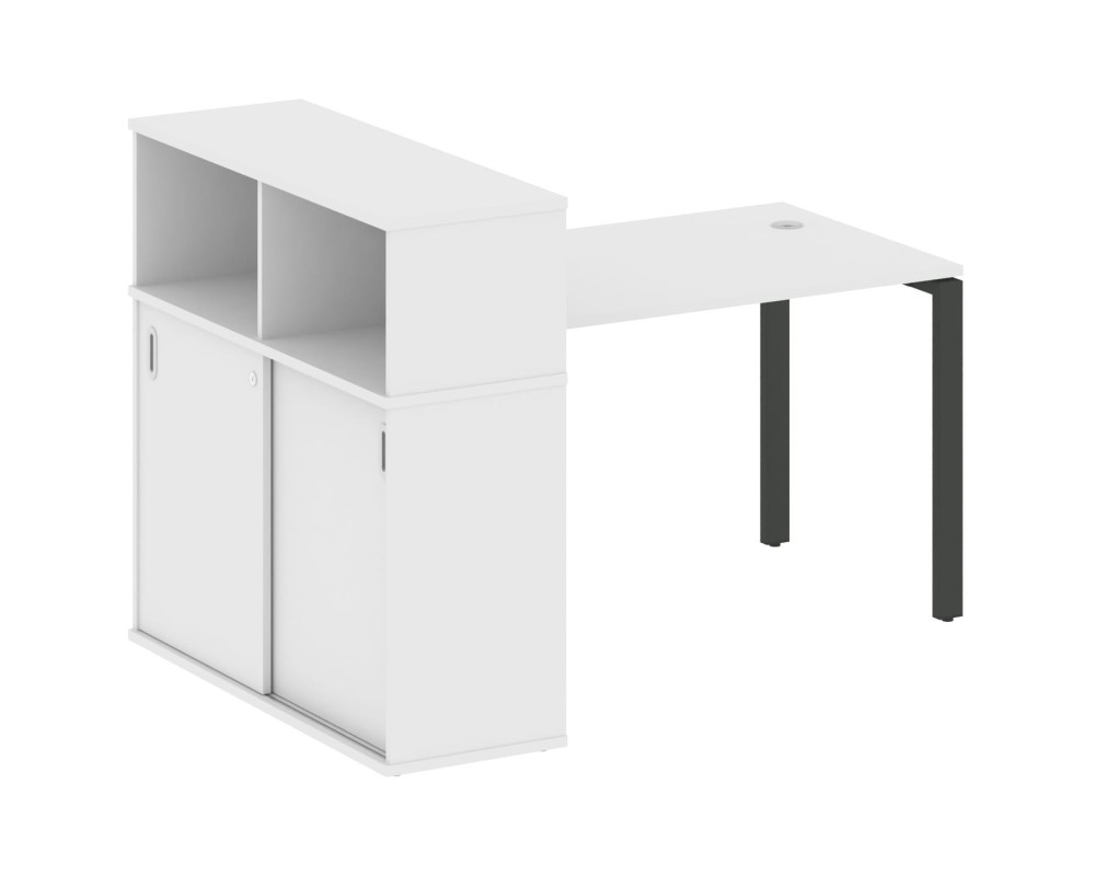 Desk on a U-shaped metal frame with a supporting wardrobe, 161x112x109.8, Metal System