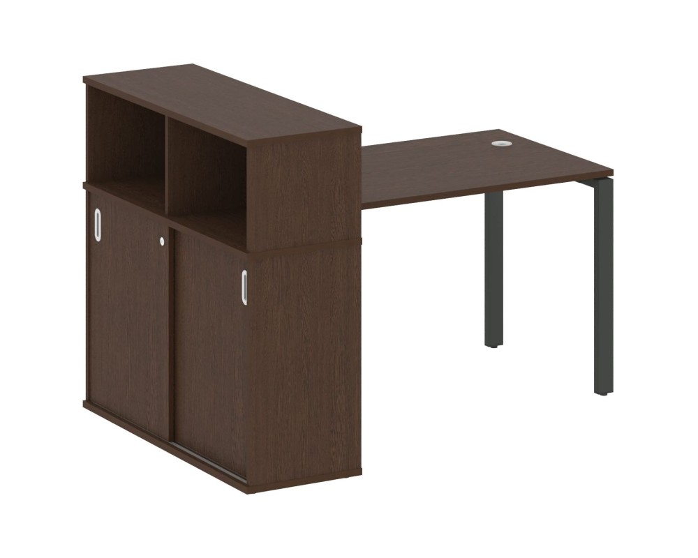 Desk on a U-shaped metal frame with a supporting wardrobe, 161x112x109.8, Metal System