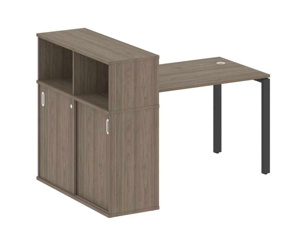 Desk on a U-shaped metal frame with a supporting wardrobe, 161x112x109.8, Metal System