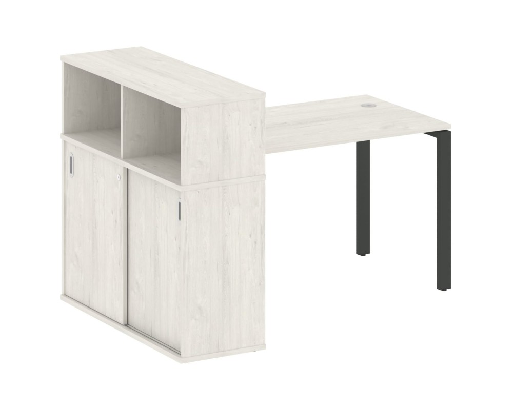 Desk on a U-shaped metal frame with a supporting wardrobe, 161x112x109.8, Metal System