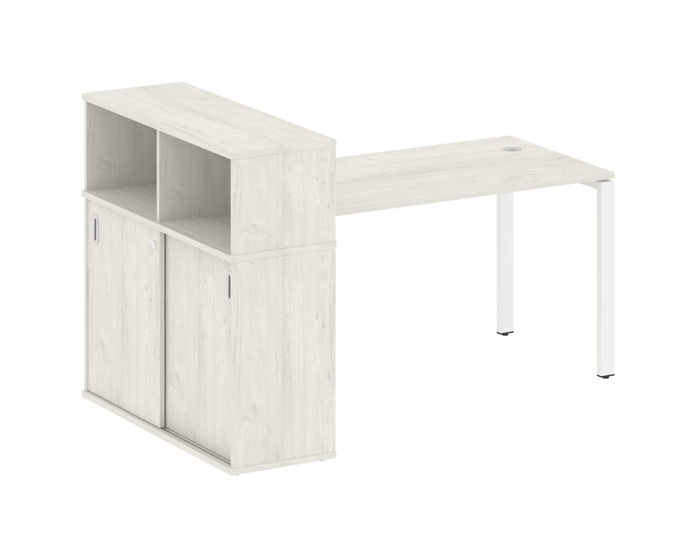 Desk on a U-shaped metal frame with a supporting wardrobe, 181x112x109.8, Metal System