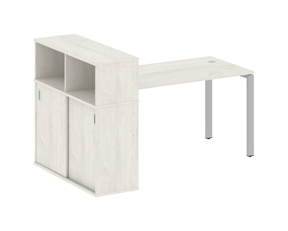 Desk on a U-shaped metal frame with a supporting wardrobe, 181x112x109.8, Metal System