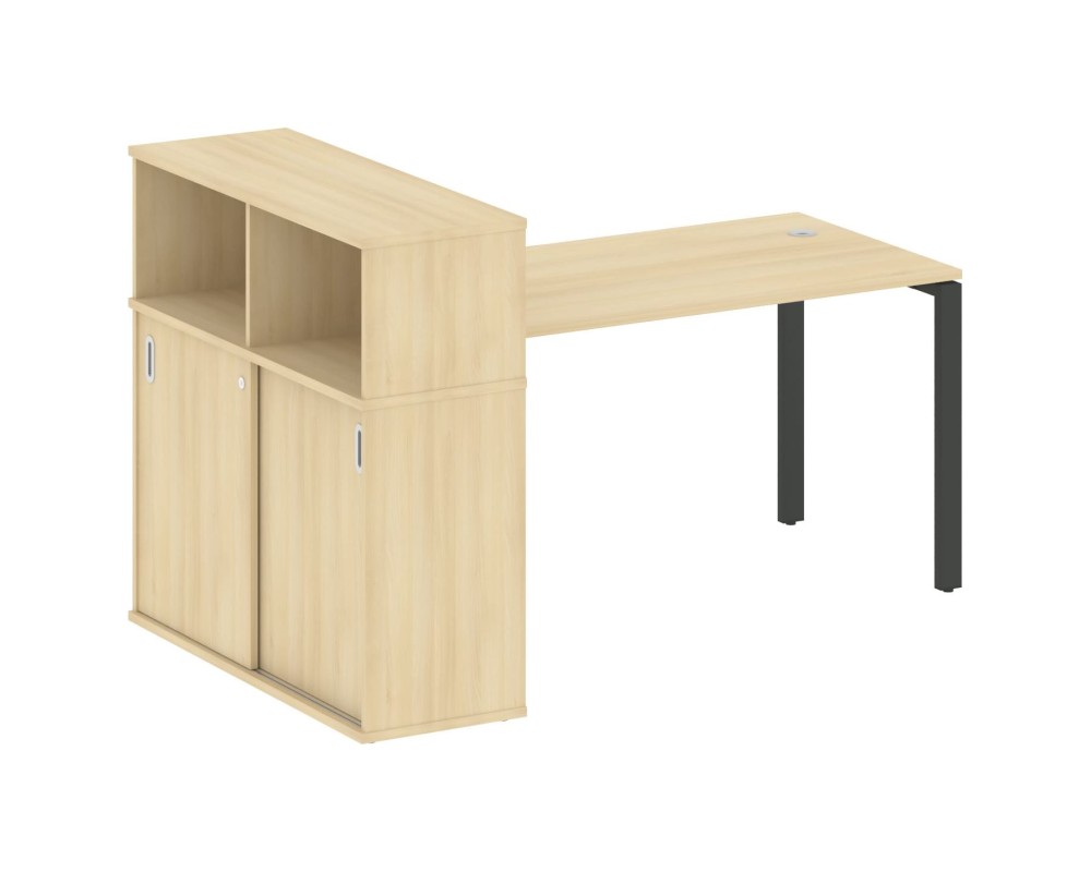 Desk on a U-shaped metal frame with a supporting wardrobe, 181x112x109.8, Metal System