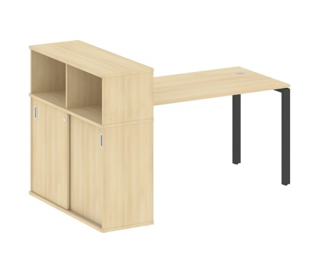Desk on a U-shaped metal frame with a supporting wardrobe, 181x112x109.8, Metal System