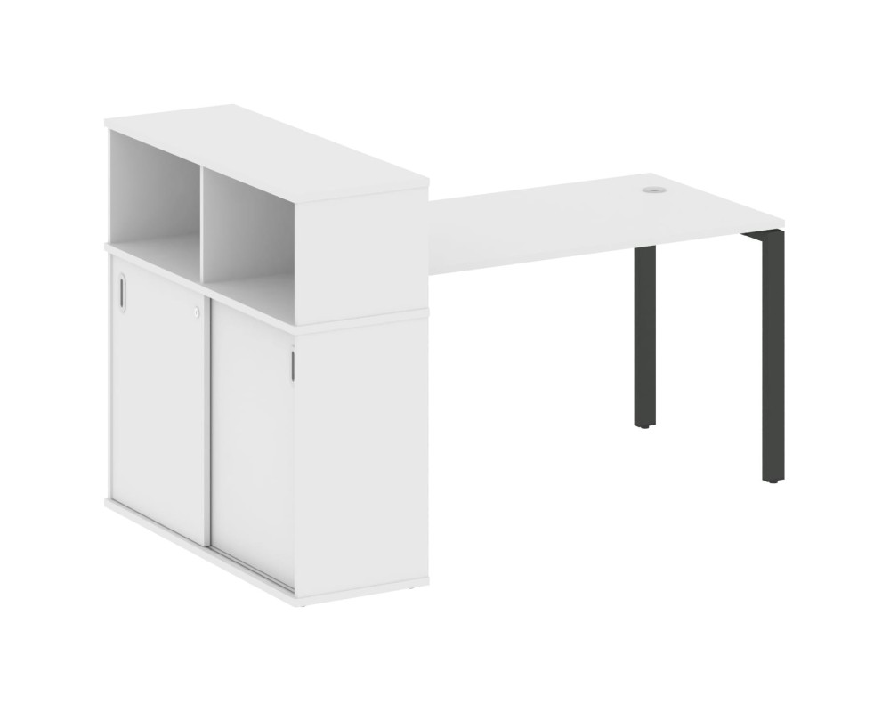 Desk on a U-shaped metal frame with a supporting wardrobe, 181x112x109.8, Metal System
