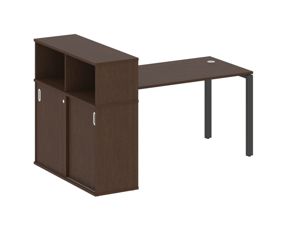 Desk on a U-shaped metal frame with a supporting wardrobe, 181x112x109.8, Metal System