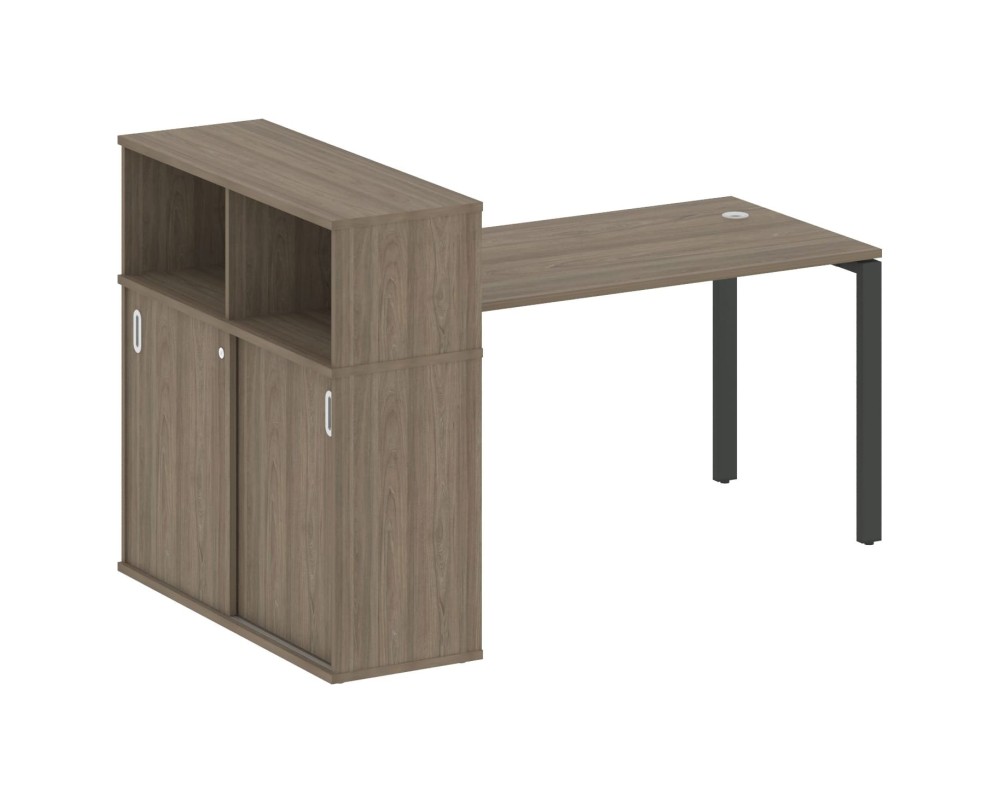 Desk on a U-shaped metal frame with a supporting wardrobe, 181x112x109.8, Metal System